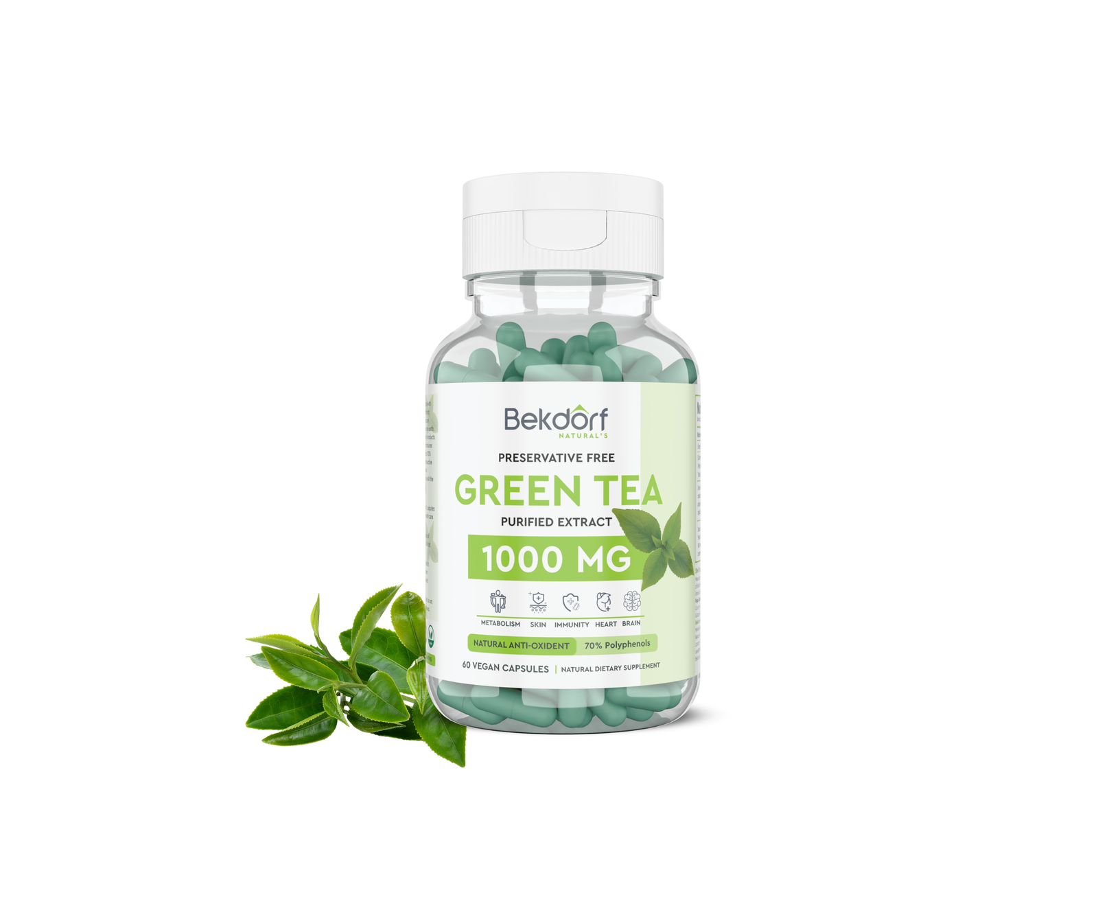 Green Tea (Standardised To 70% Polyphenol Of Which 30% Egcg), 60 Vegan Capsules